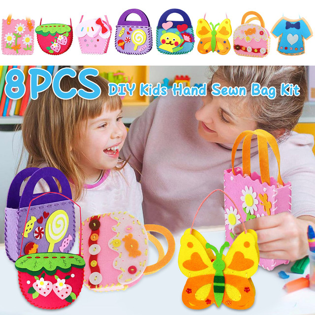 8Pcs First Sewing Kit for Kids DIY Felt Sewing Kit Preschool Educational  Toys Kids Craft Felt Kit with Safety Needle Thread and - AliExpress